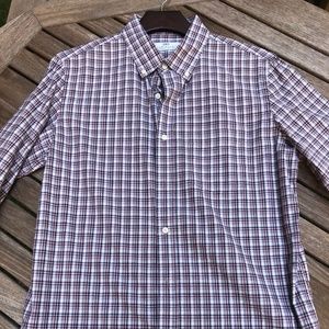 Peter Manning Men's Long-Sleeve Shirt, Grey/Burgundy Plaid, XS (Size 3)